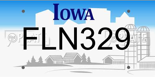 FLN329 Iowa License Plate