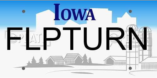 FLPTURN Iowa License Plate
