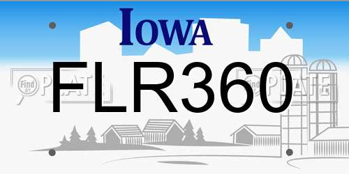 FLR360 Iowa License Plate