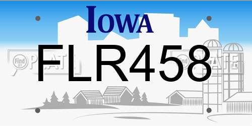 FLR458 Iowa License Plate