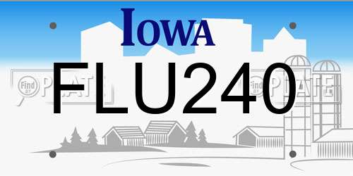 FLU240 Iowa License Plate