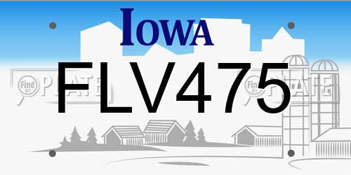 FLV475 Iowa License Plate