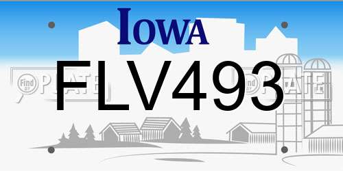 FLV493 Iowa License Plate