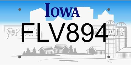 FLV894 Iowa License Plate
