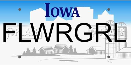 FLWRGRL Iowa License Plate