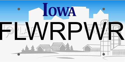 FLWRPWR Iowa License Plate