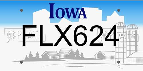 FLX624 Iowa License Plate