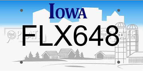 FLX648 Iowa License Plate