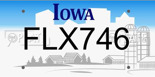 FLX746 Iowa License Plate