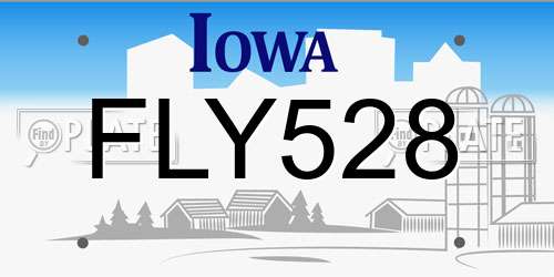 FLY528 Iowa License Plate