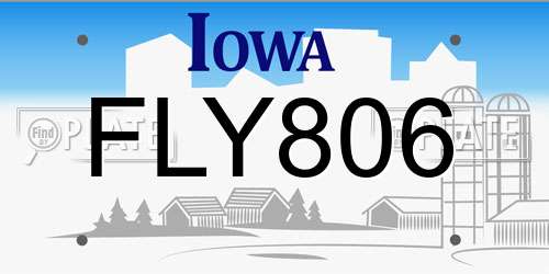 FLY806 Iowa License Plate