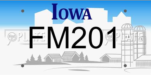 FM201 Iowa License Plate