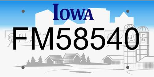 FM58540 Iowa License Plate