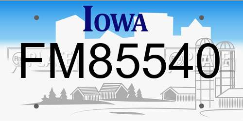FM85540 Iowa License Plate
