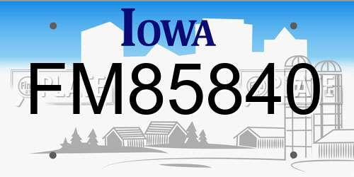 FM85840 Iowa License Plate