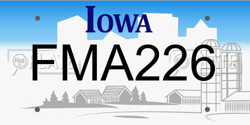 FMA226 Iowa License Plate