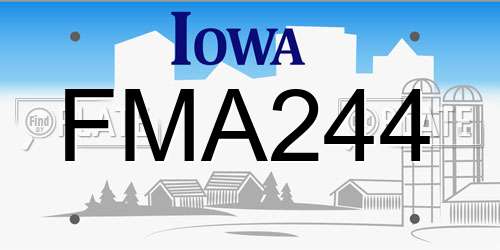 FMA244 Iowa License Plate