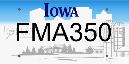 FMA350 Iowa License Plate