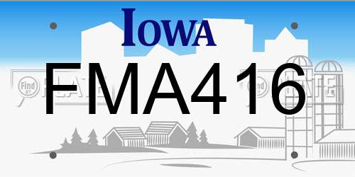 FMA416 Iowa License Plate