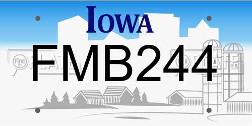 FMB244 Iowa License Plate
