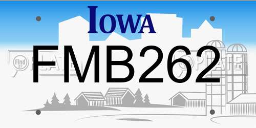 FMB262 Iowa License Plate