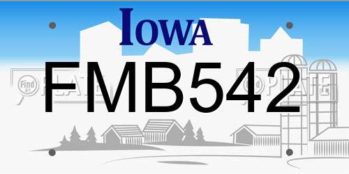 FMB542 Iowa License Plate