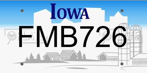 FMB726 Iowa License Plate