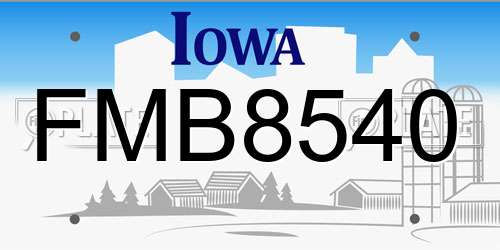 FMB8540 Iowa License Plate