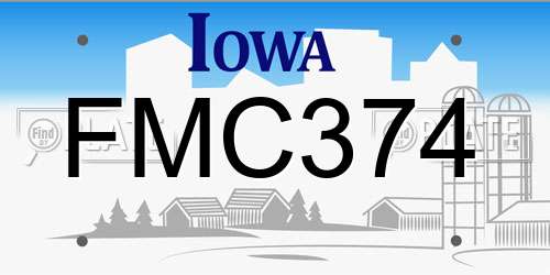FMC374 Iowa License Plate