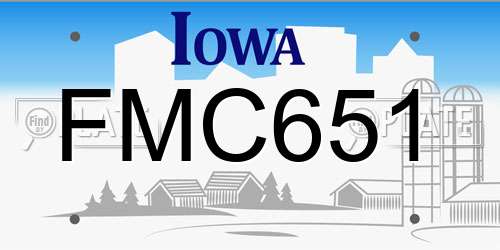 FMC651 Iowa License Plate