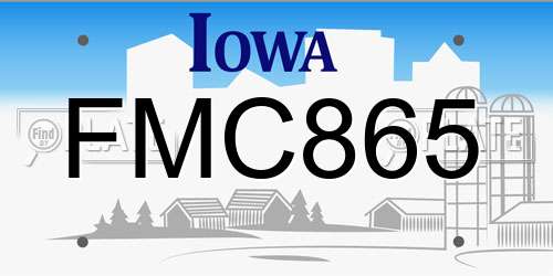 FMC865 Iowa License Plate