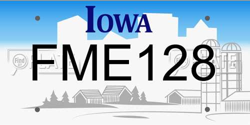 FME128 Iowa License Plate