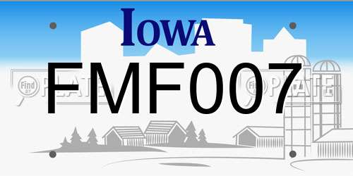 FMF007 Iowa License Plate