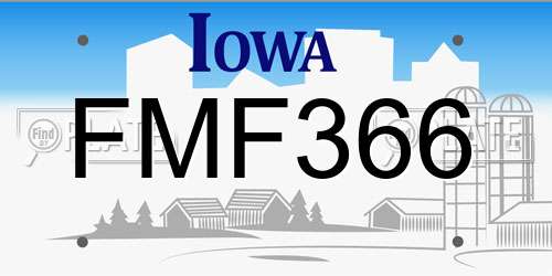 FMF366 Iowa License Plate