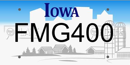 FMG400 Iowa License Plate