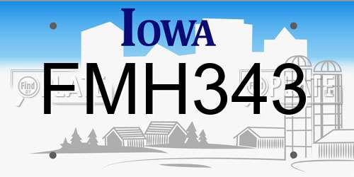 FMH343 Iowa License Plate