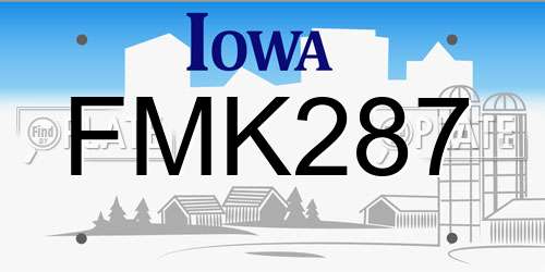 FMK287 Iowa License Plate