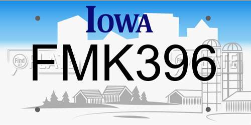 FMK396 Iowa License Plate