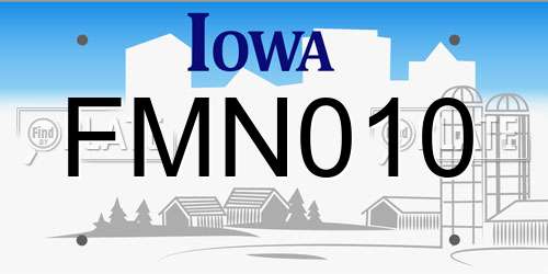 FMN010 Iowa License Plate
