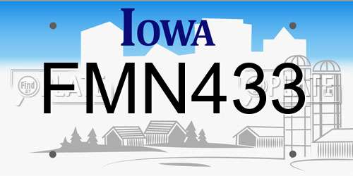 FMN433 Iowa License Plate