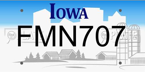 FMN707 Iowa License Plate