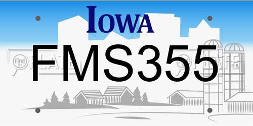 FMS355 Iowa License Plate