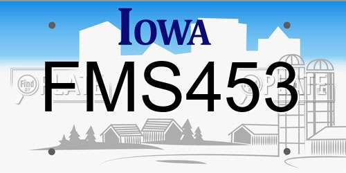 FMS453 Iowa License Plate
