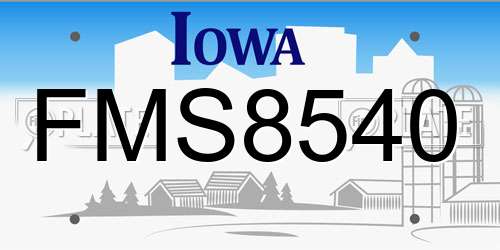 FMS8540 Iowa License Plate