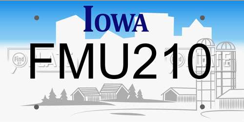 FMU210 Iowa License Plate