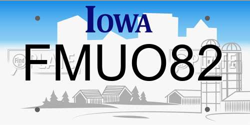 FMUO82 Iowa License Plate