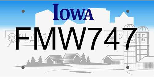 FMW747 Iowa License Plate