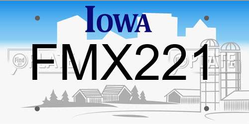 FMX221 Iowa License Plate