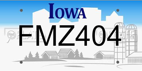 FMZ404 Iowa License Plate