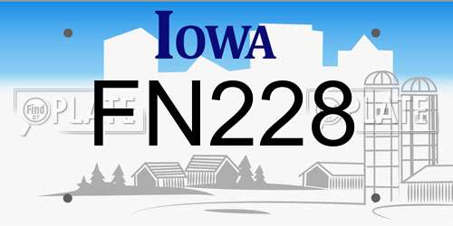 FN228 Iowa License Plate